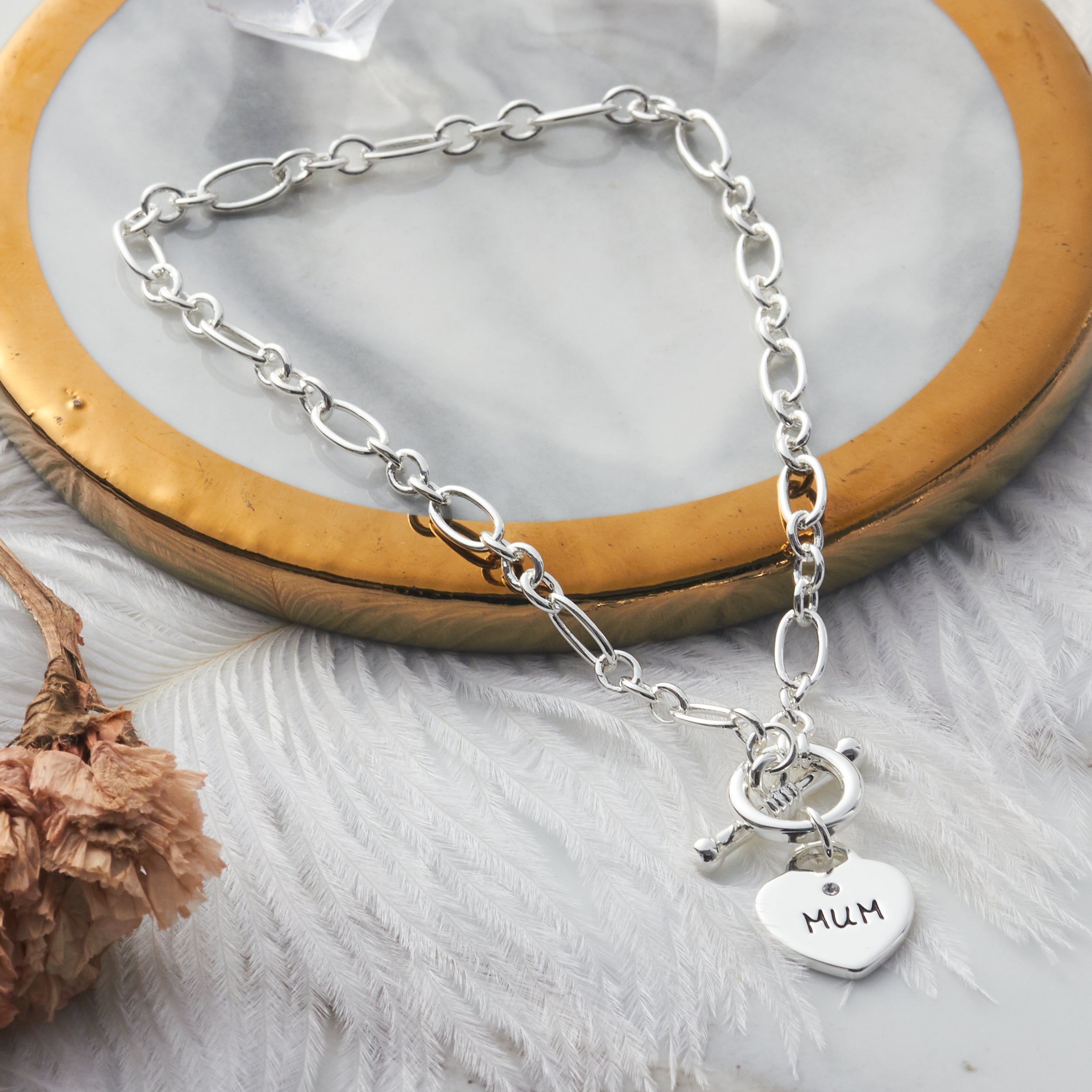 Mum Charm Bracelet Created with Zircondia® Crystals