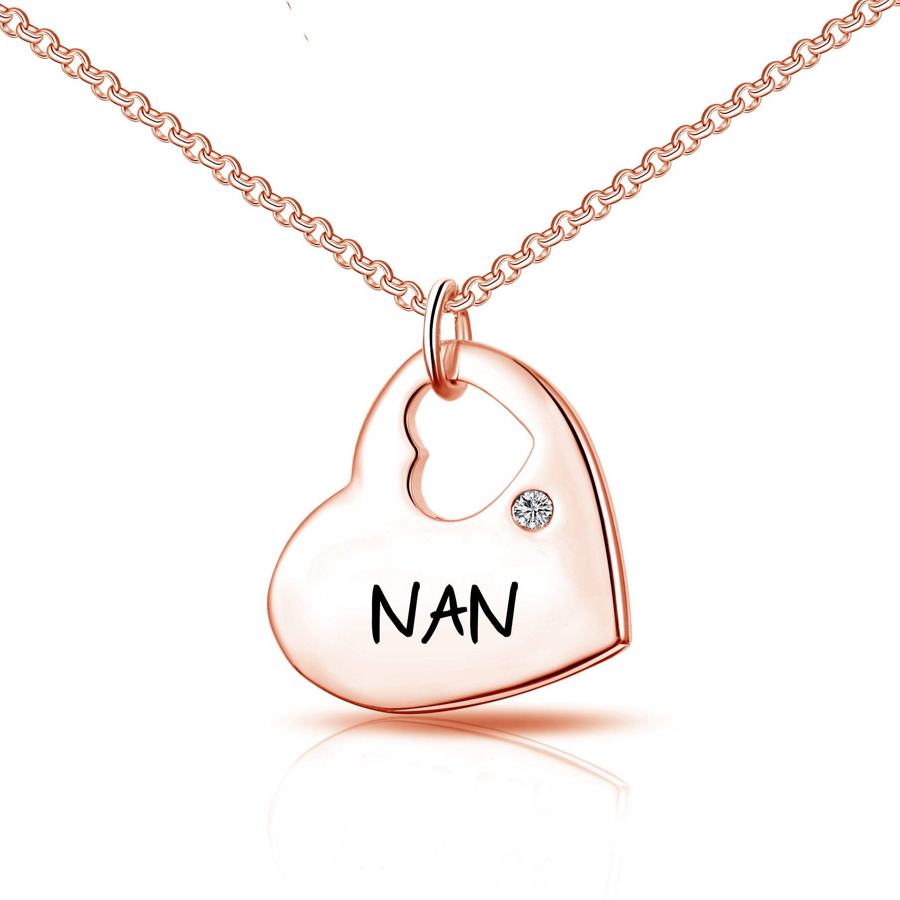Rose Gold Nan Heart Necklace Created with Zircondia® Crystals by Philip Jones Jewellery