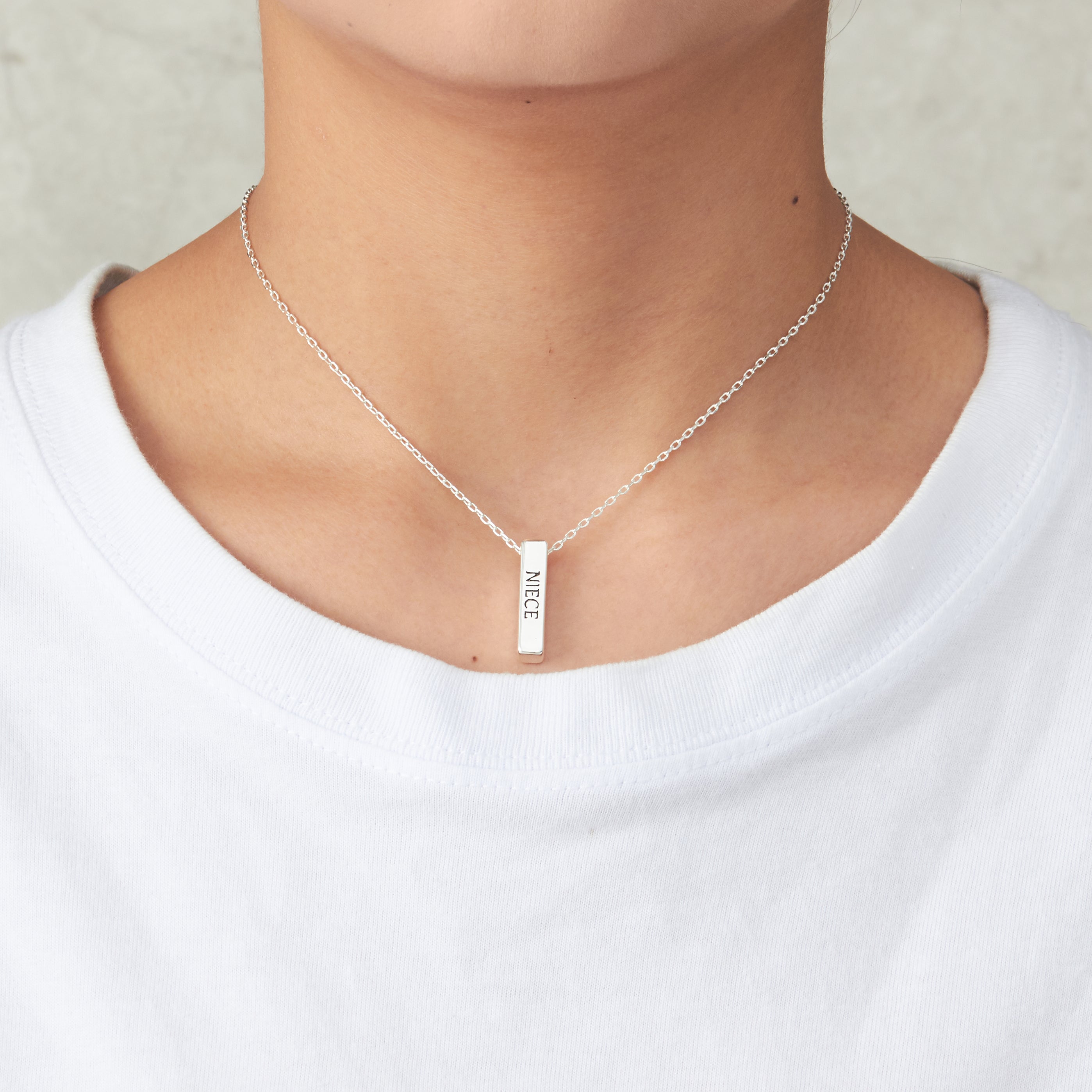 Silver Plated Niece Bar Necklace