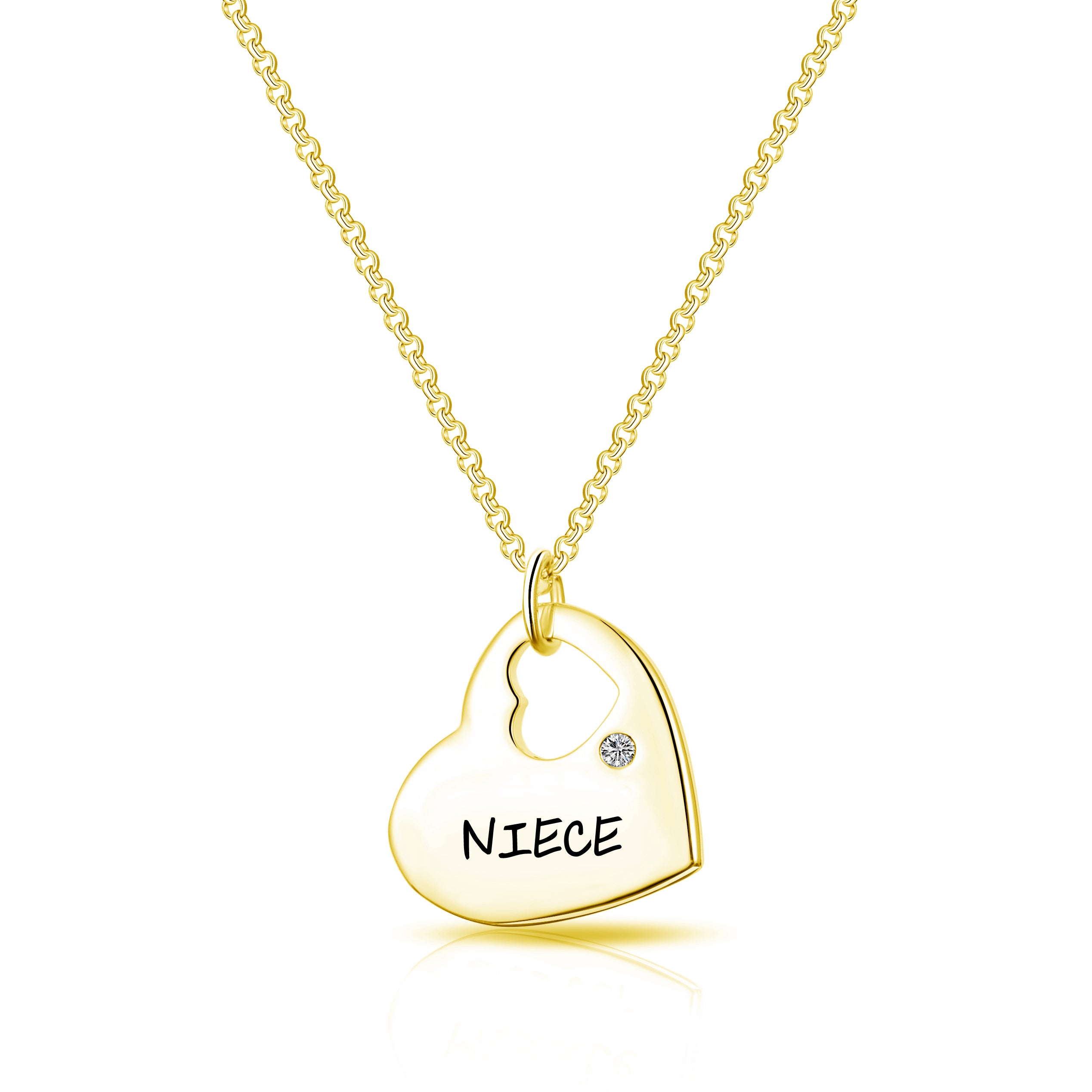 Gold Niece Heart Necklace Created with Zircondia® Crystals