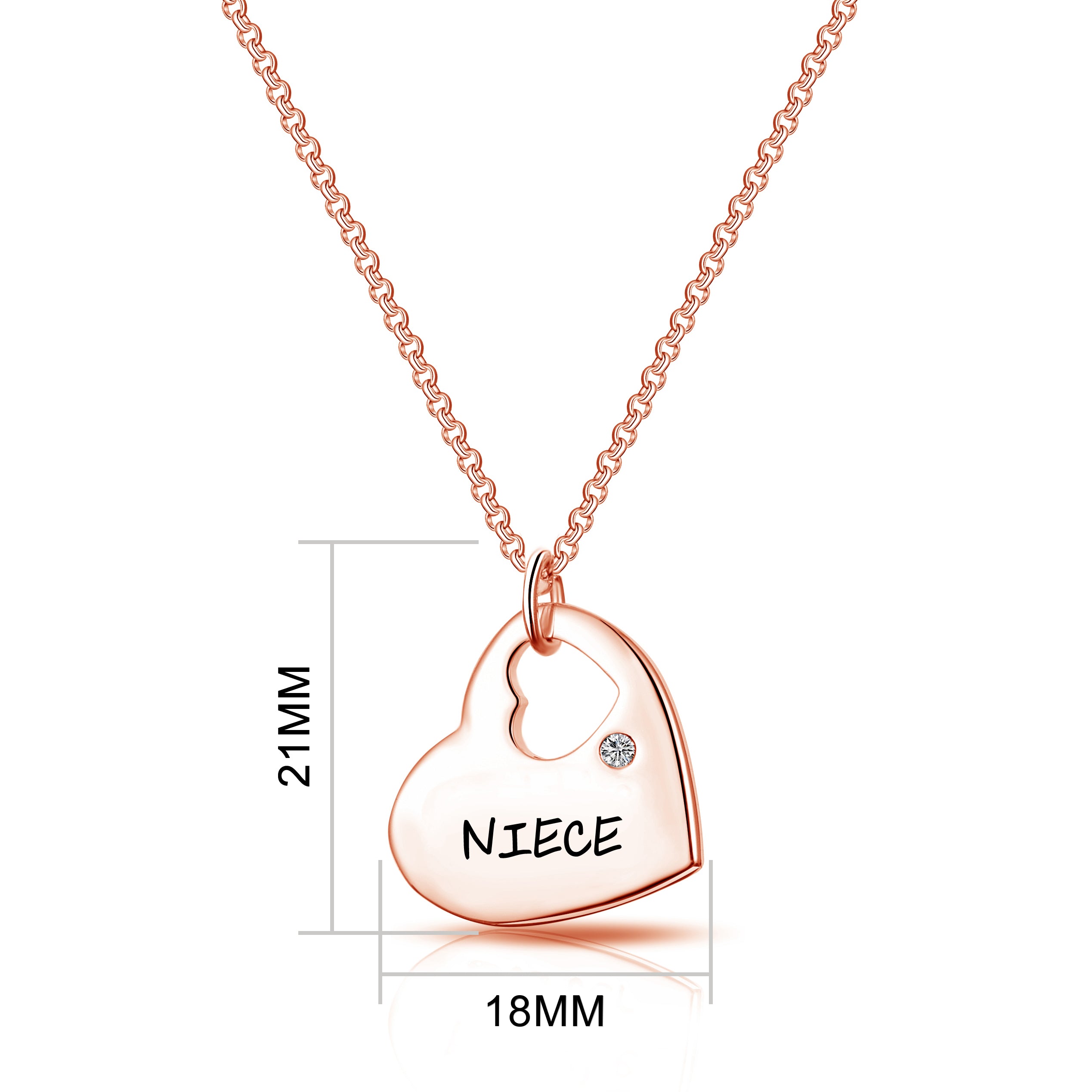 Rose Gold Niece Heart Necklace Created with Zircondia® Crystals