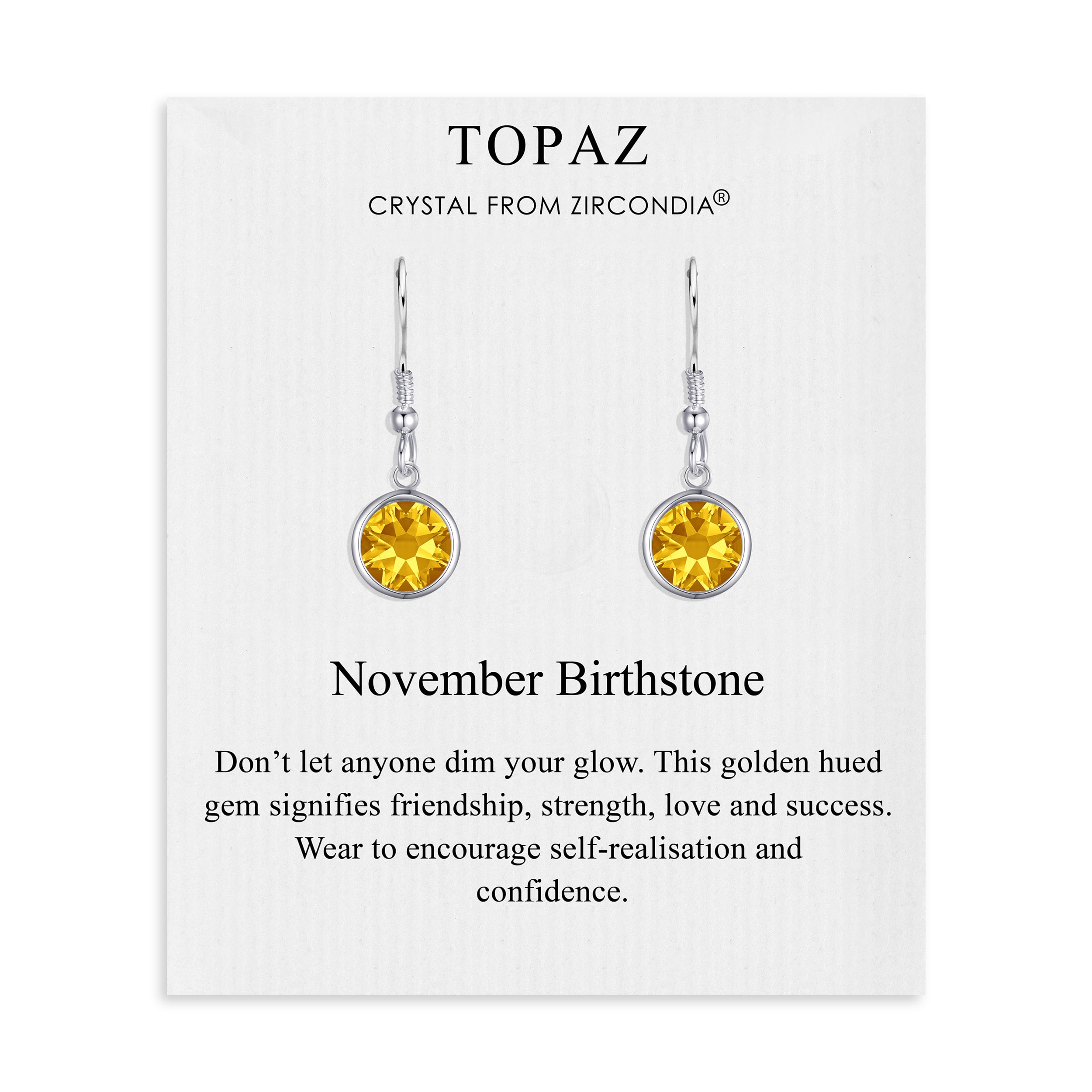November Birthstone Drop Earrings Created with Topaz Zircondia® Crystals