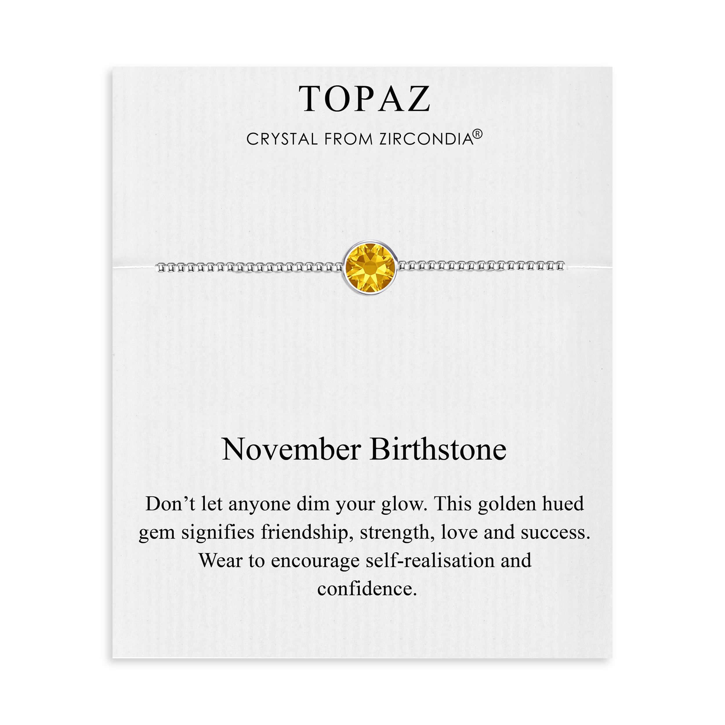 November (Topaz) Birthstone Bracelet Created with Zircondia® Crystals by Philip Jones Jewellery