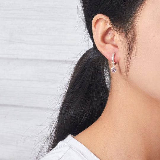 October Birthstone Hoop Earrings Created with Tourmaline Zircondia® Crystals - Philip Jones Jewellery