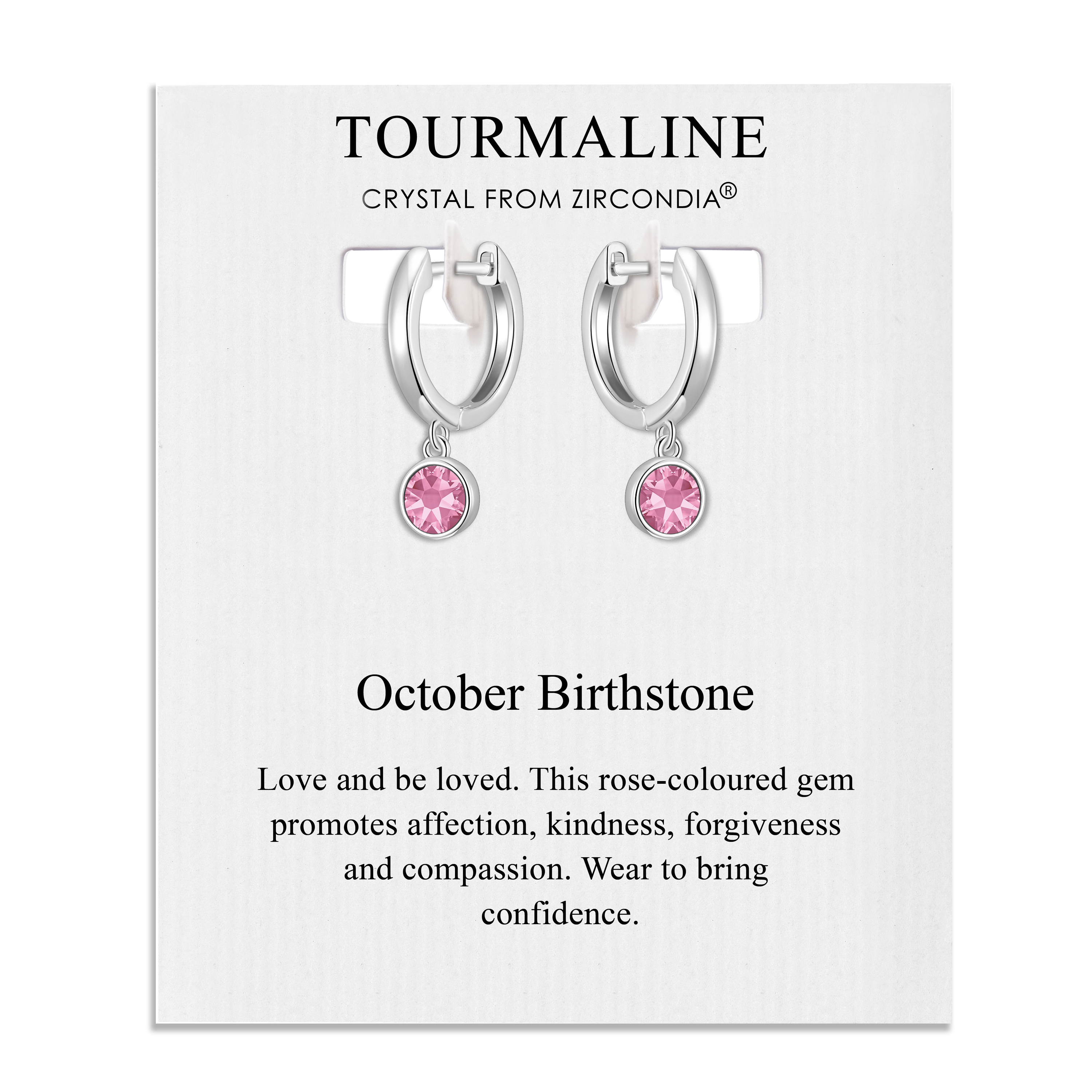 October Birthstone Hoop Earrings Created with Tourmaline Zircondia® Crystals by Philip Jones Jewellery
