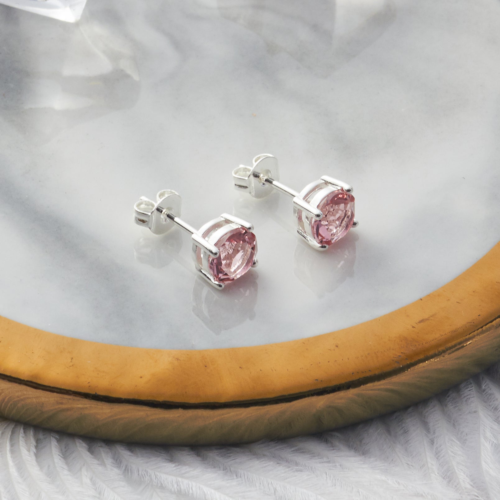 October (Tourmaline) Birthstone Earrings Created with Zircondia® Crystals - Philip Jones Jewellery