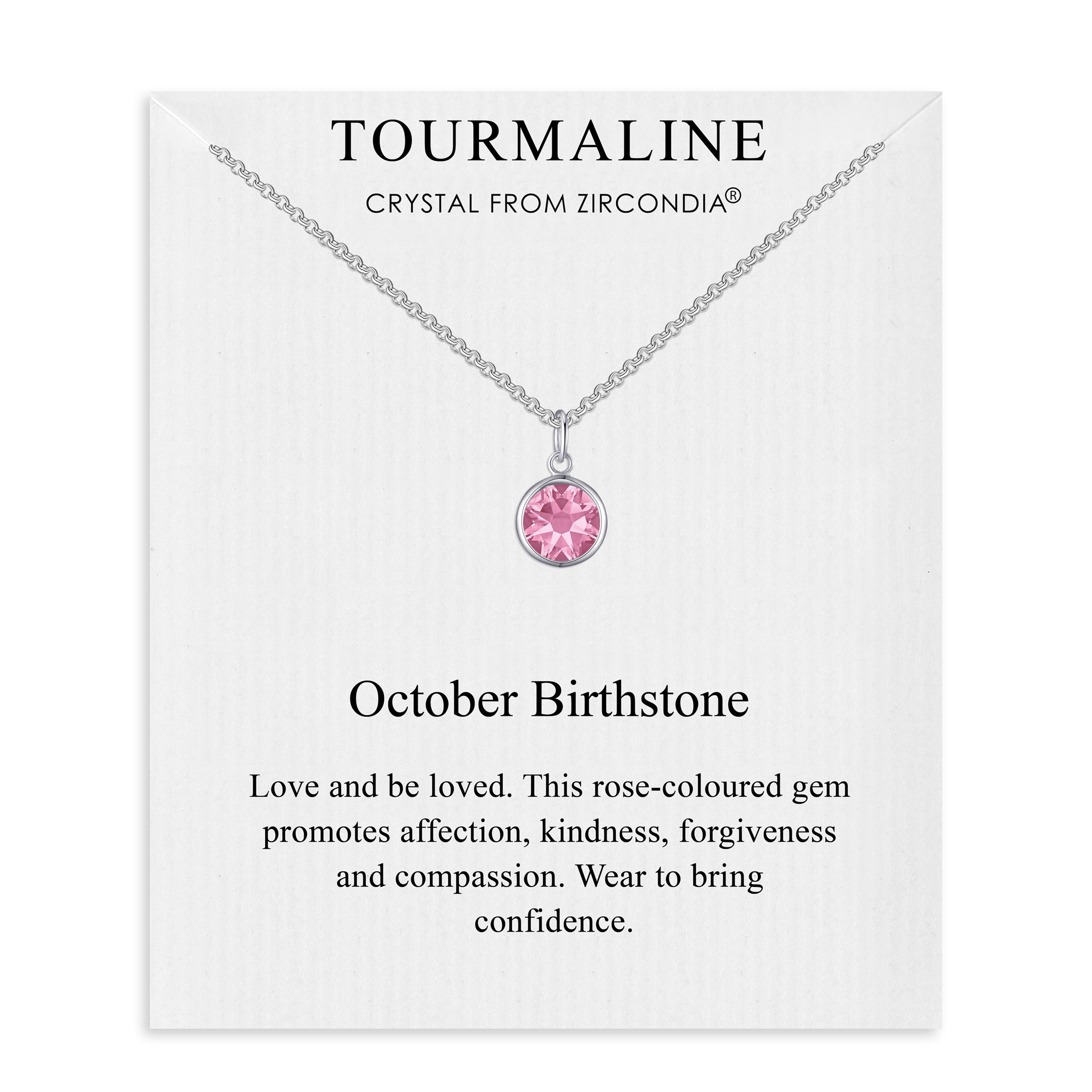 October (Tourmaline) Birthstone Necklace Created with Zircondia® Crystals by Philip Jones Jewellery