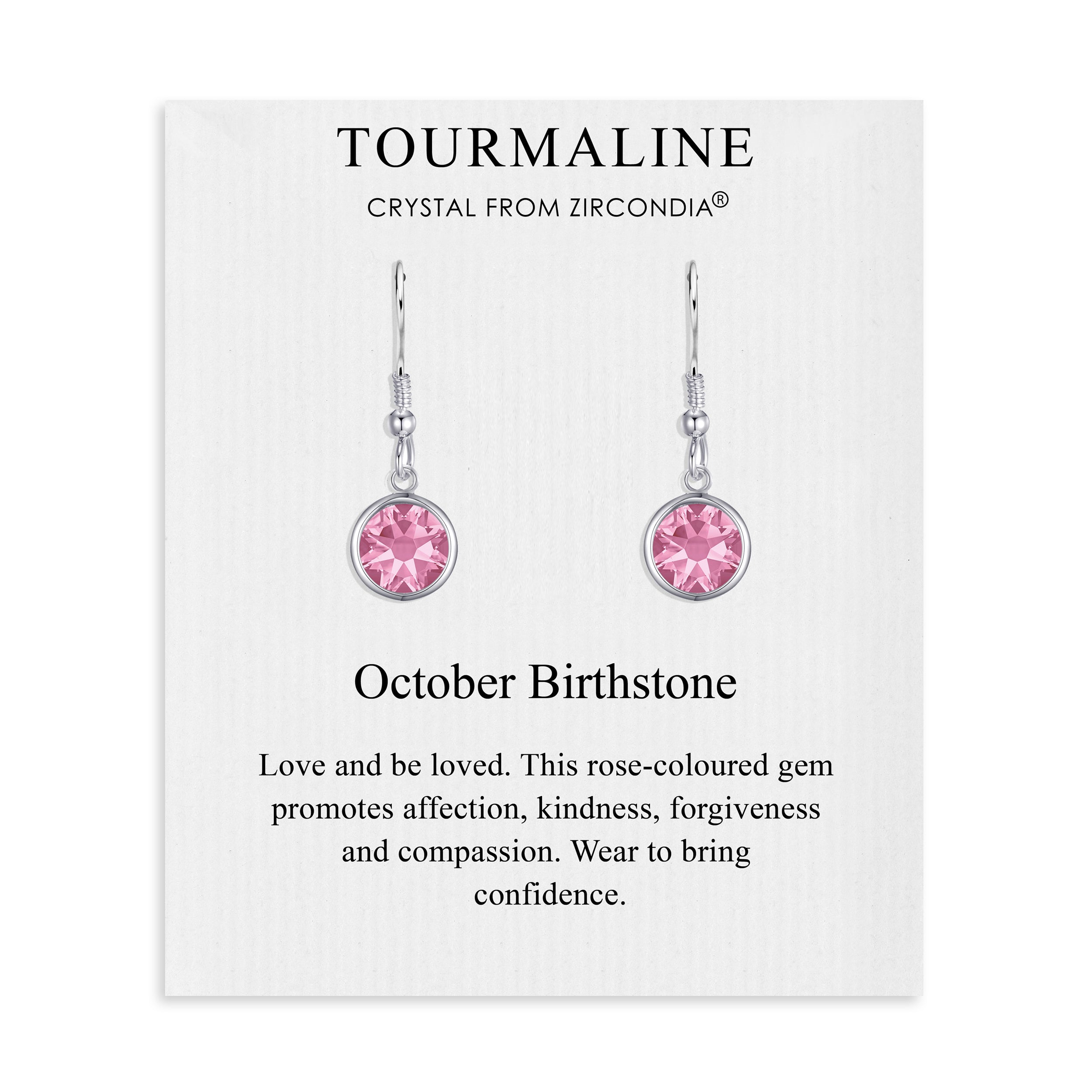 October Birthstone Drop Earrings Created with Tourmaline Zircondia® Crystals by Philip Jones Jewellery