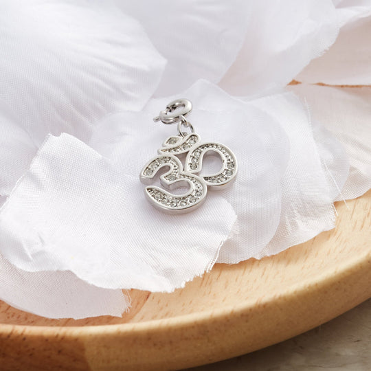 Om Charm Created with Zircondia® Crystals - Philip Jones Jewellery