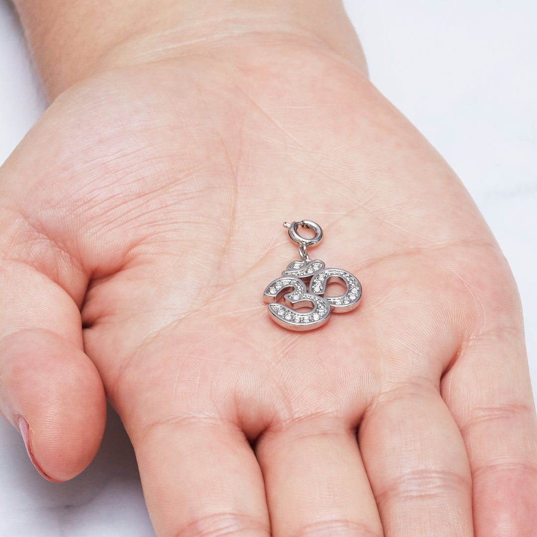 Om Charm Created with Zircondia® Crystals - Philip Jones Jewellery