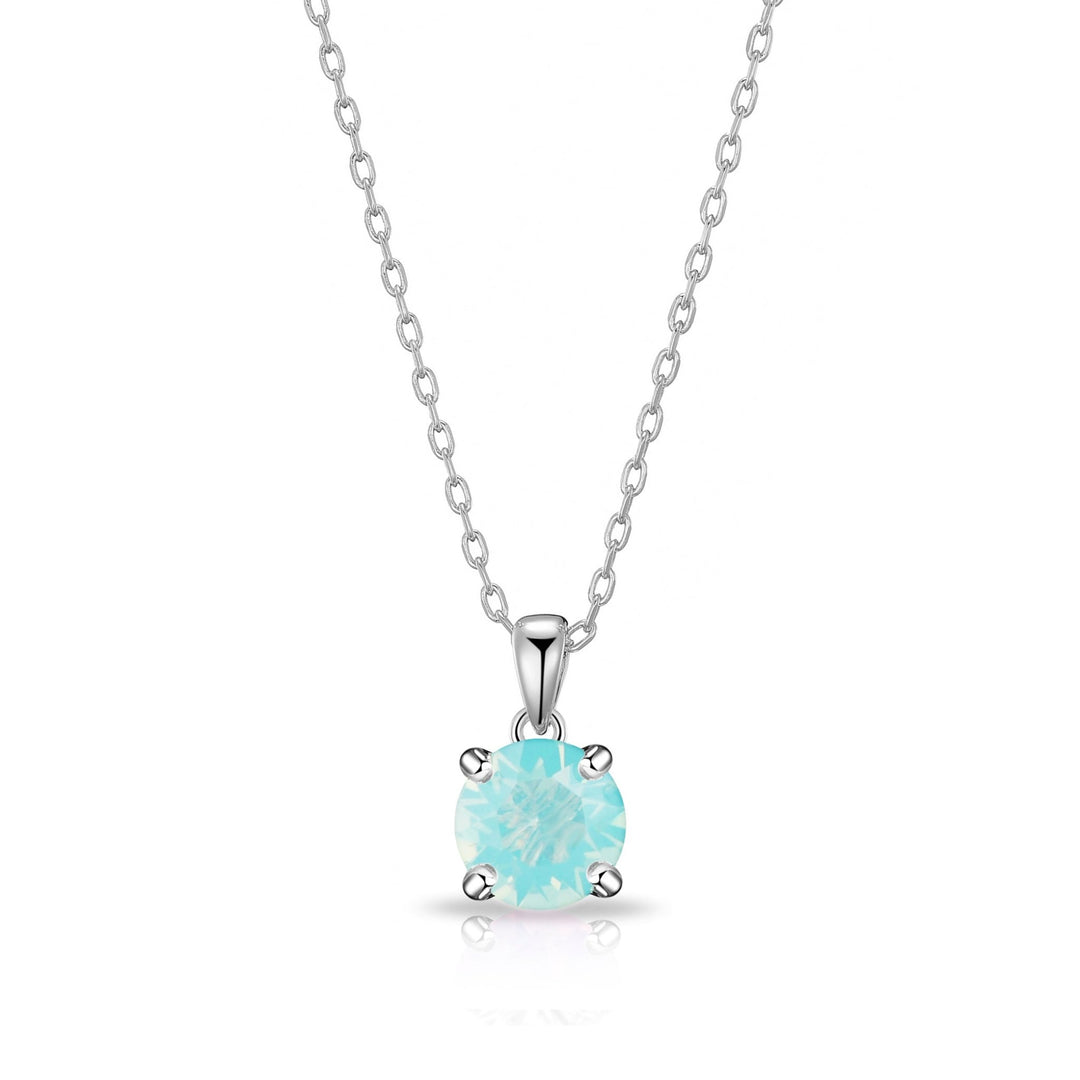 Pacific Green Opal Necklace Created with Zircondia® Crystals - Philip Jones Jewellery