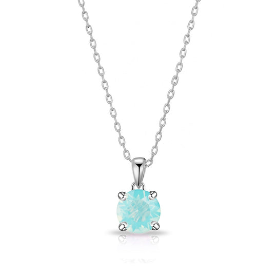 Pacific Green Opal Necklace Created with Zircondia® Crystals - Philip Jones Jewellery