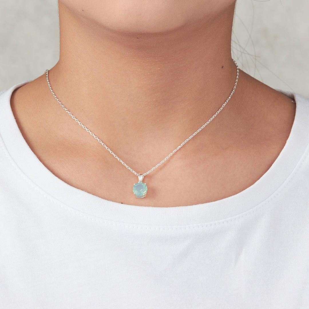 Pacific Green Opal Necklace Created with Zircondia® Crystals - Philip Jones Jewellery