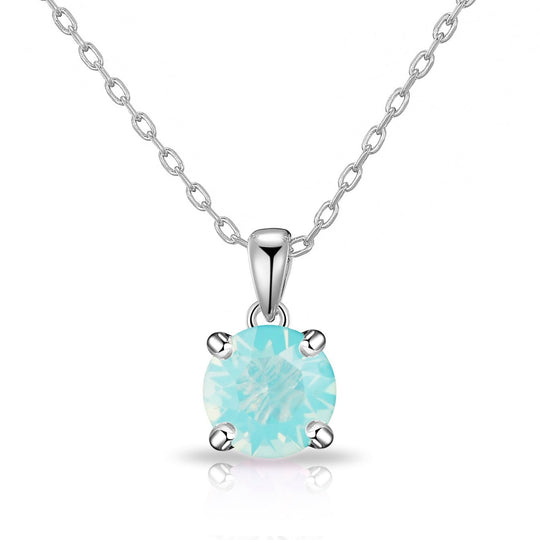 Pacific Green Opal Necklace Created with Zircondia® Crystals - Philip Jones Jewellery