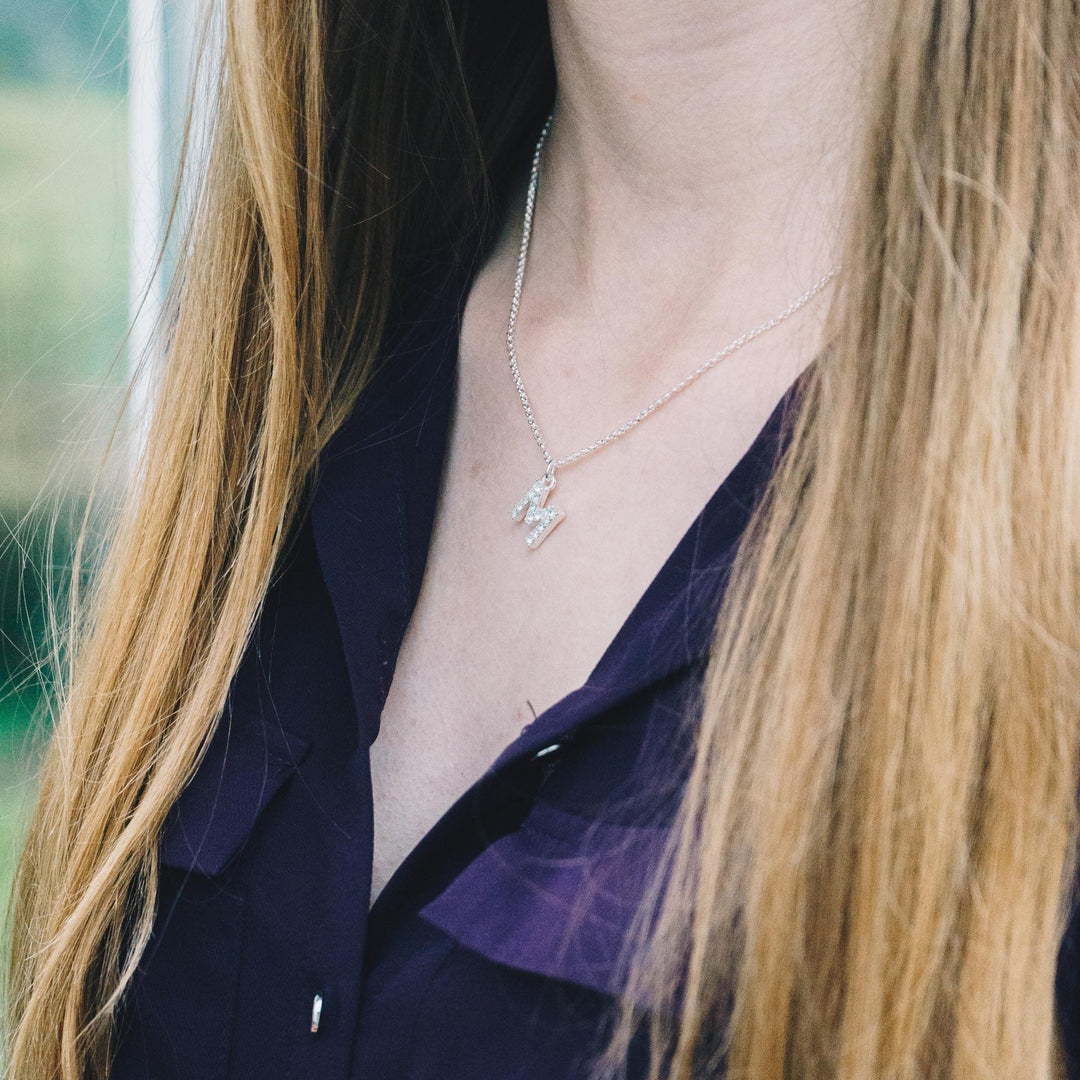 Pave Initial Necklace Letter M Created with Zircondia® Crystals - Philip Jones Jewellery