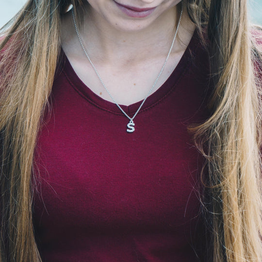 Pave Initial Necklace Letter S Created with Zircondia® Crystals - Philip Jones Jewellery