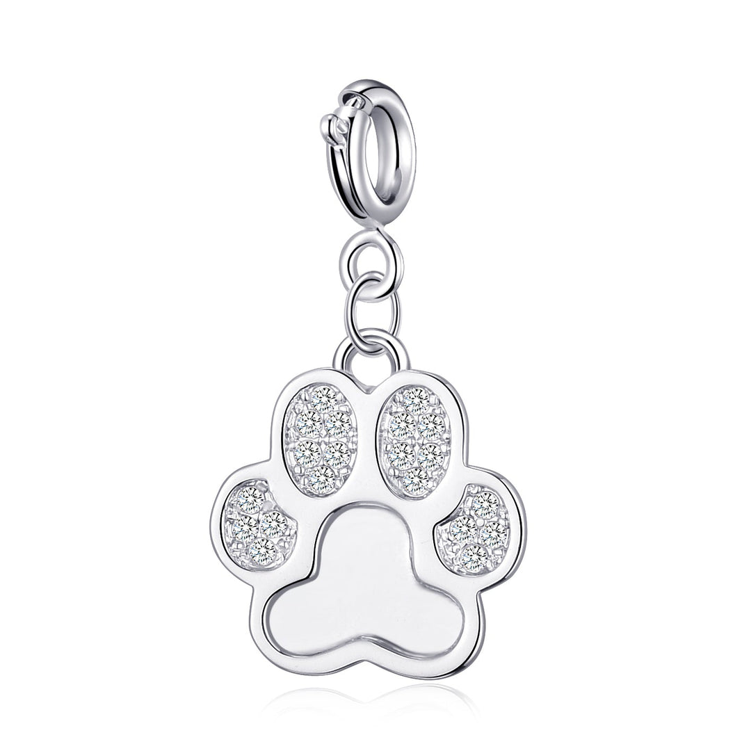 Paw Charm Created with Zircondia® Crystals - Philip Jones Jewellery