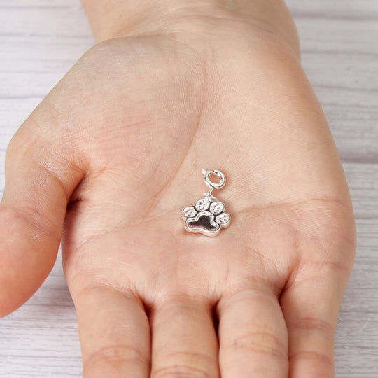 Paw Charm Created with Zircondia® Crystals - Philip Jones Jewellery