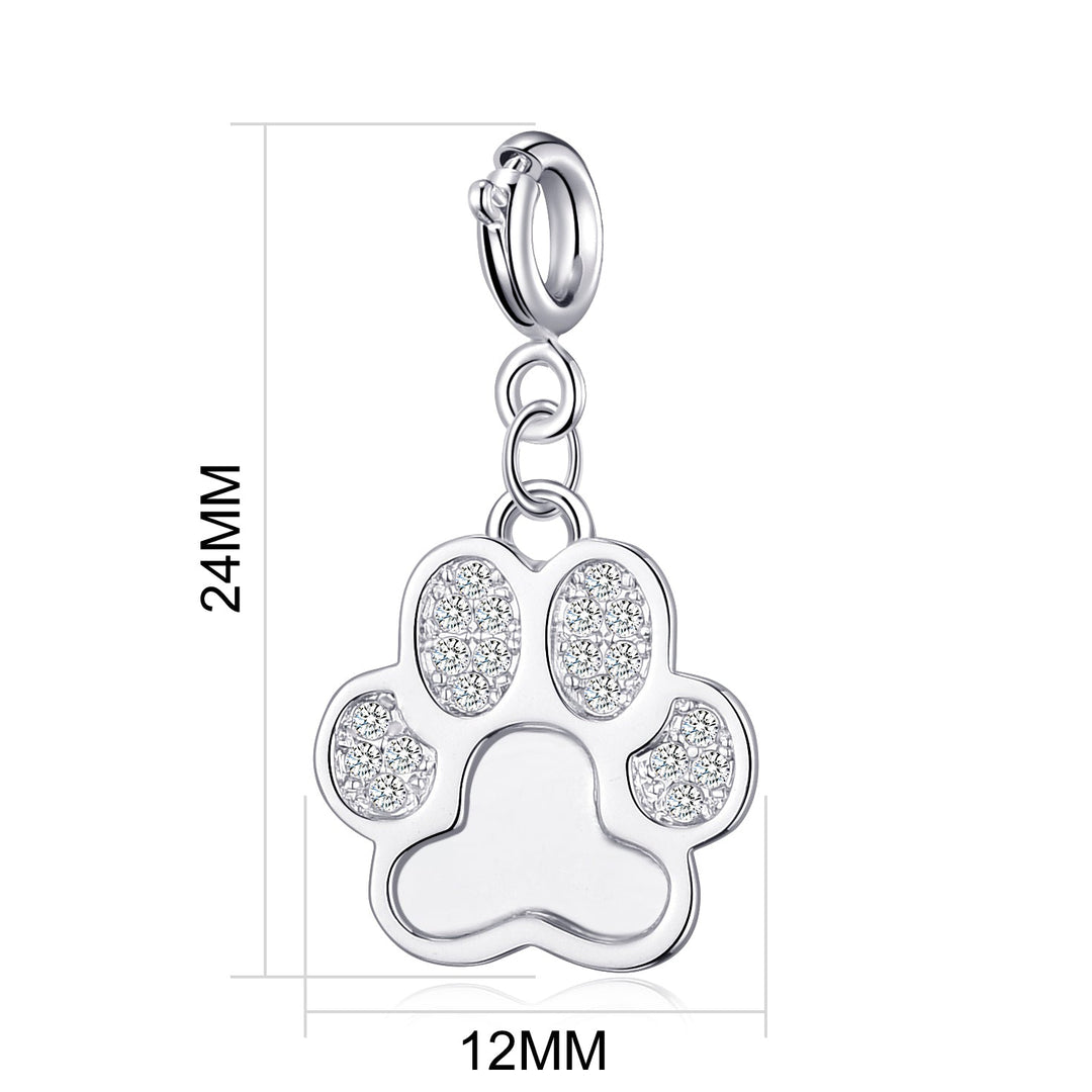 Paw Charm Created with Zircondia® Crystals - Philip Jones Jewellery