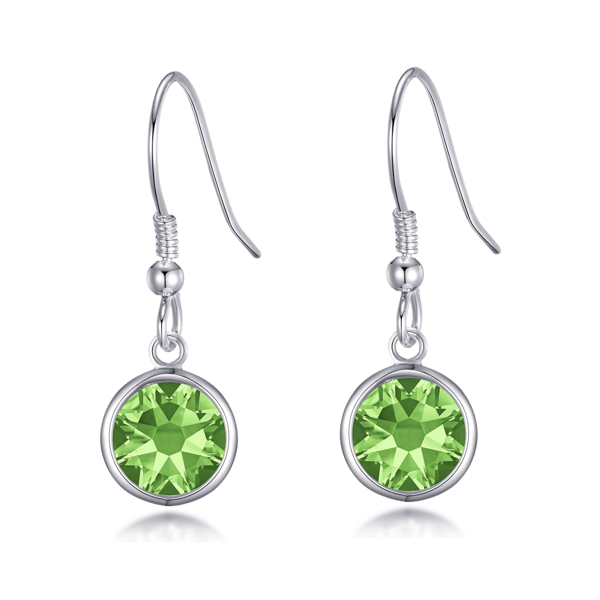 Light Green Crystal Drop Earrings Created Zircondia® Crystals by Philip Jones Jewellery