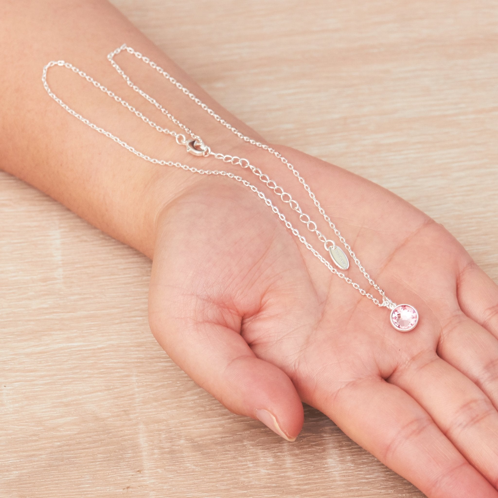 Pink Crystal Necklace Created with Zircondia® Crystals - Philip Jones Jewellery