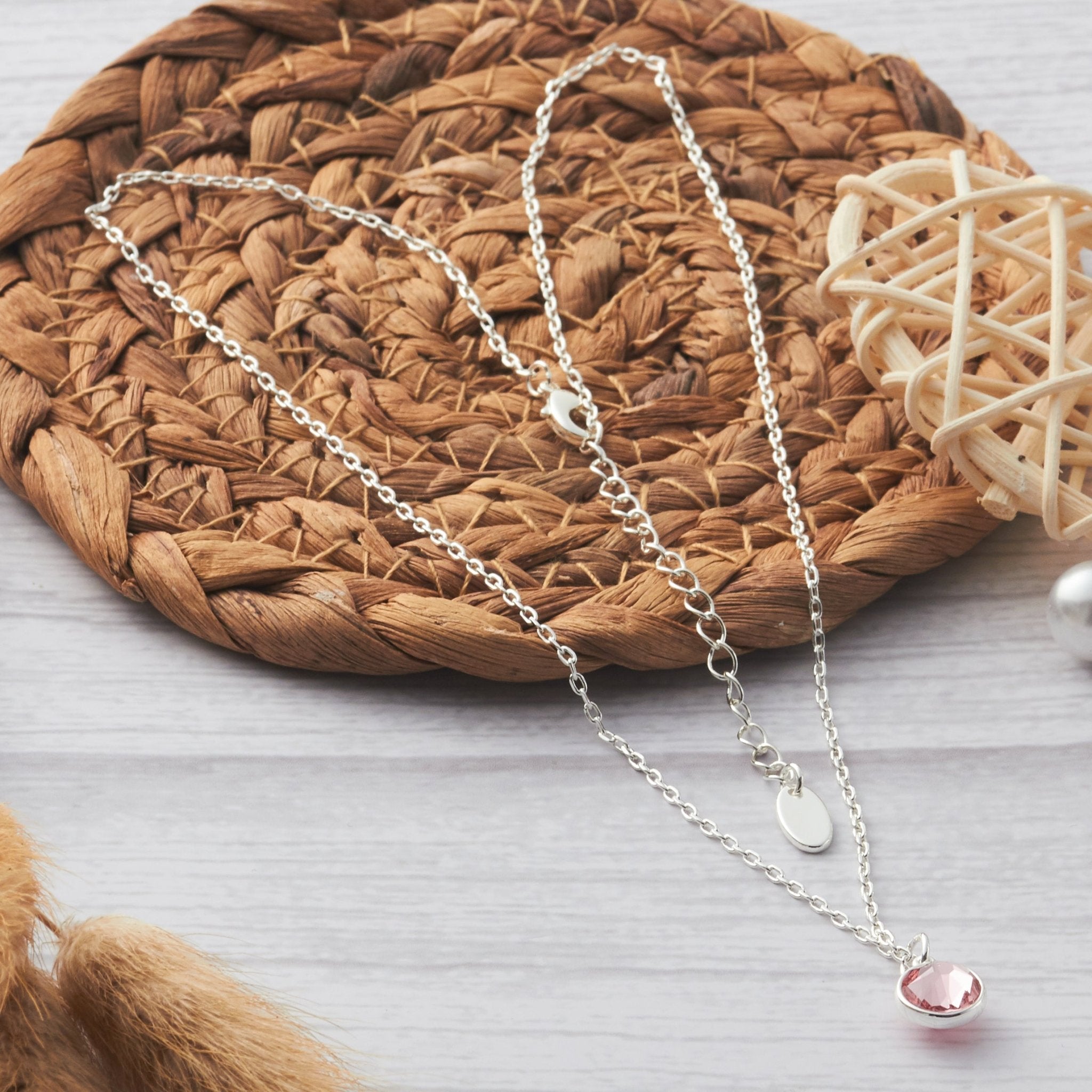 Pink Crystal Necklace Created with Zircondia® Crystals - Philip Jones Jewellery