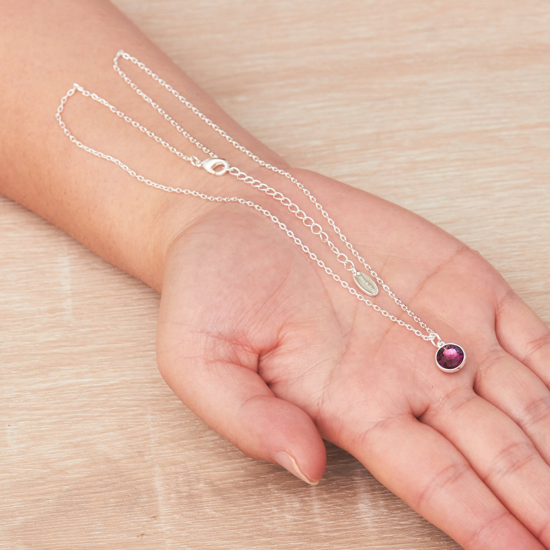 Purple Crystal Necklace Created with Zircondia® Crystals - Philip Jones Jewellery