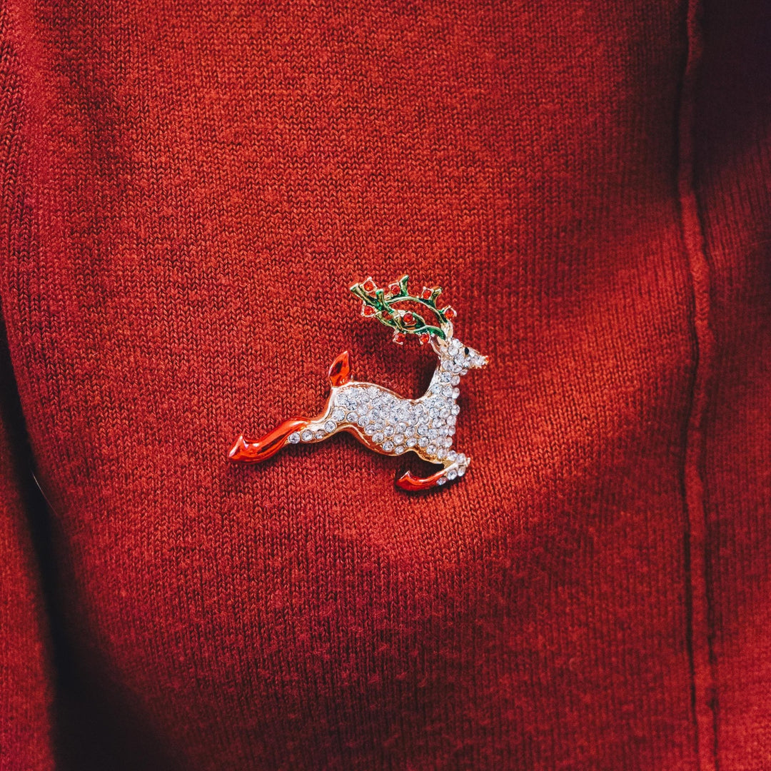 Reindeer Christmas Brooch - Philip Jones Jewellery