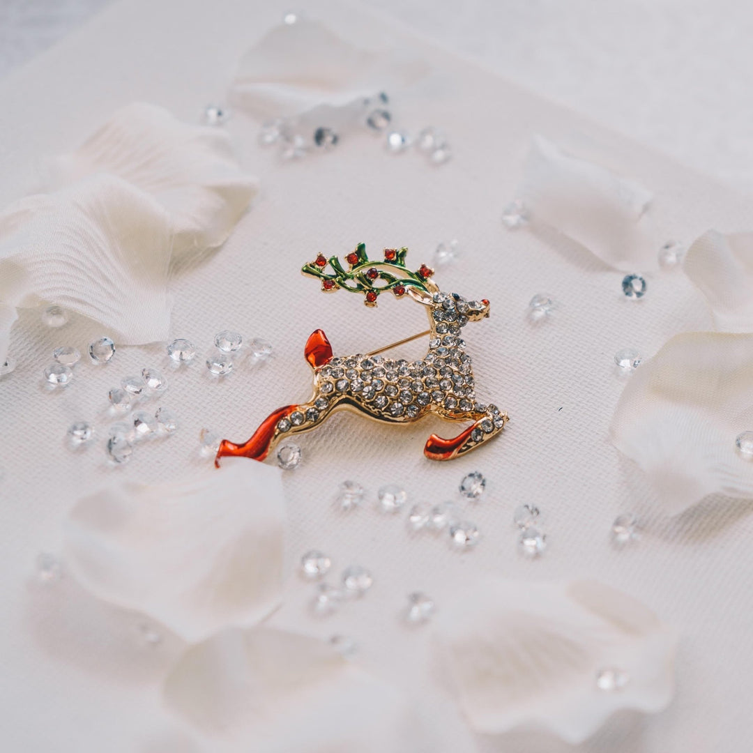 Reindeer Christmas Brooch - Philip Jones Jewellery