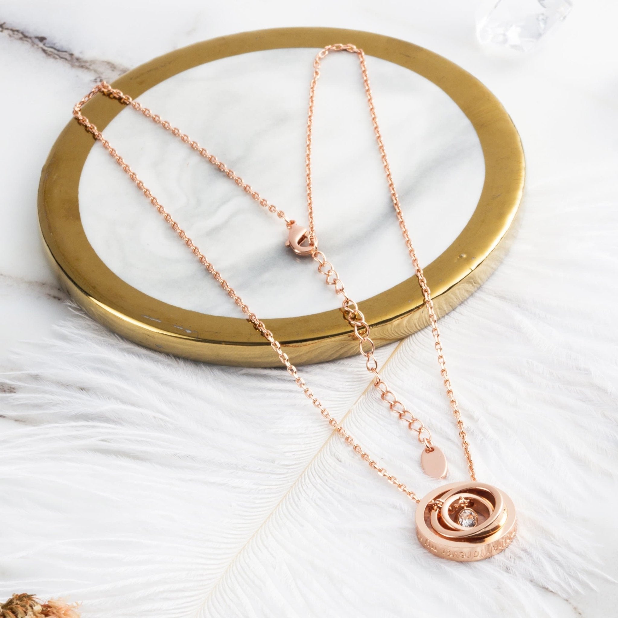 Rose Gold Plated Always My Mother Quote Necklace Created with Zircondia® Crystals - Philip Jones Jewellery