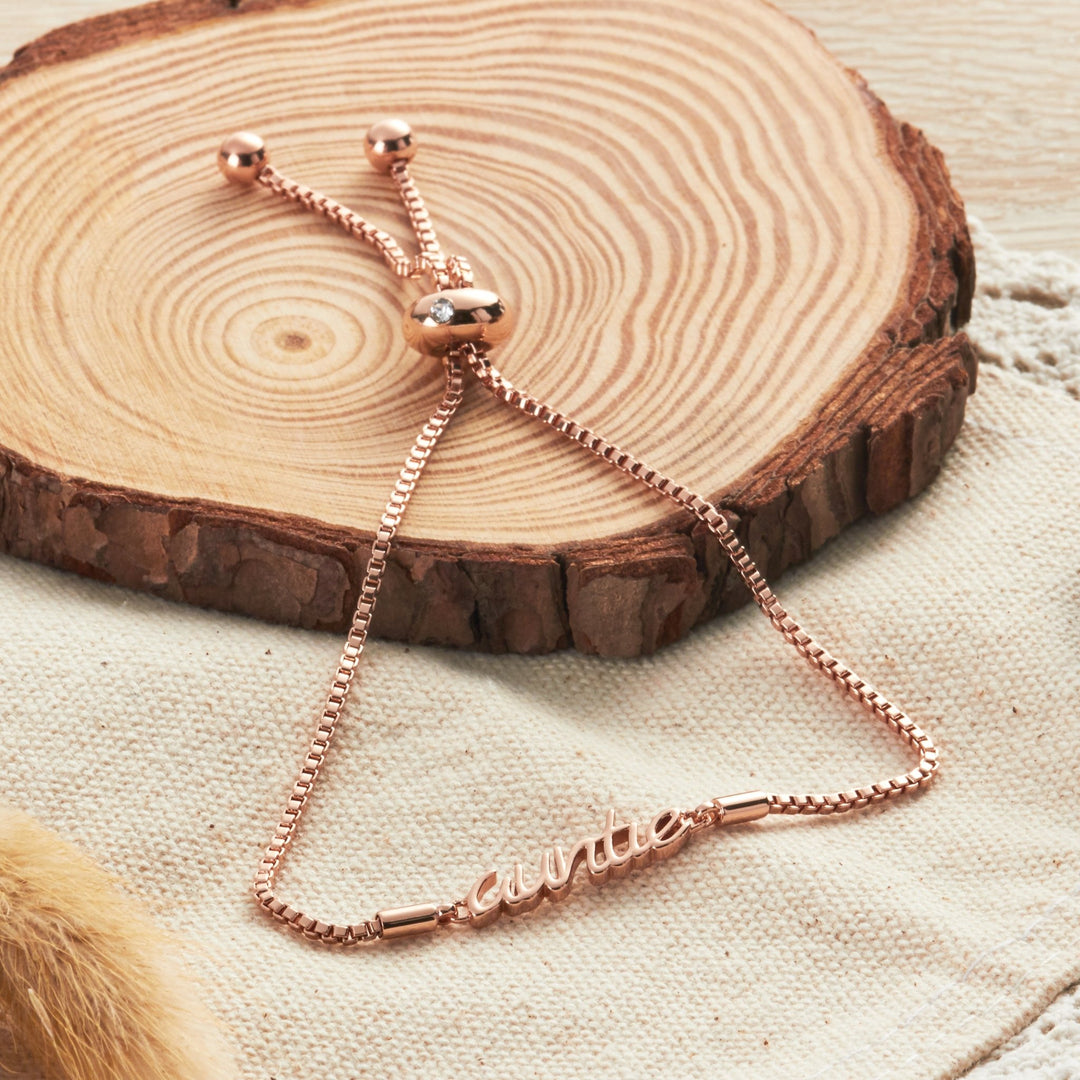 Rose Gold Plated Auntie Bracelet Created with Zircondia® Crystals - Philip Jones Jewellery