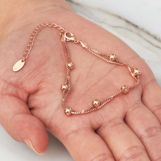 Rose Gold Plated Ball Bracelet - Philip Jones Jewellery