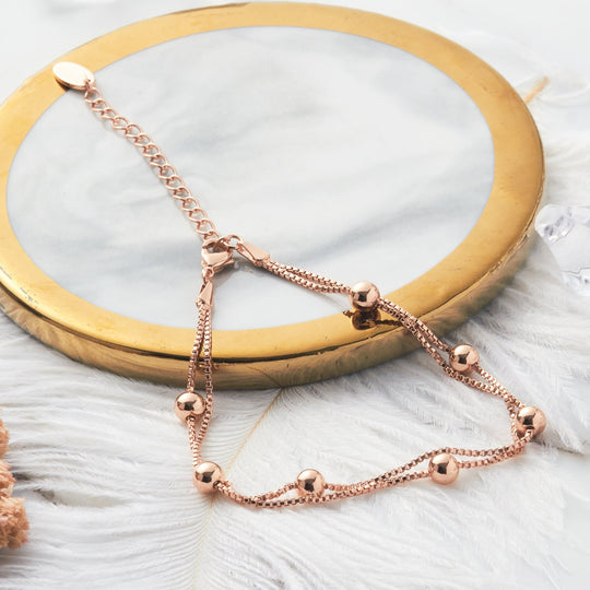 Rose Gold Plated Ball Bracelet - Philip Jones Jewellery
