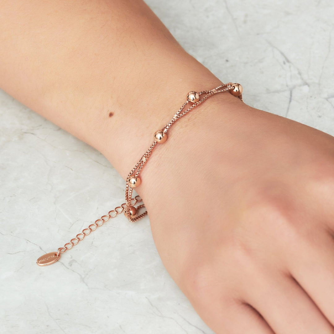 Rose Gold Plated Ball Bracelet - Philip Jones Jewellery
