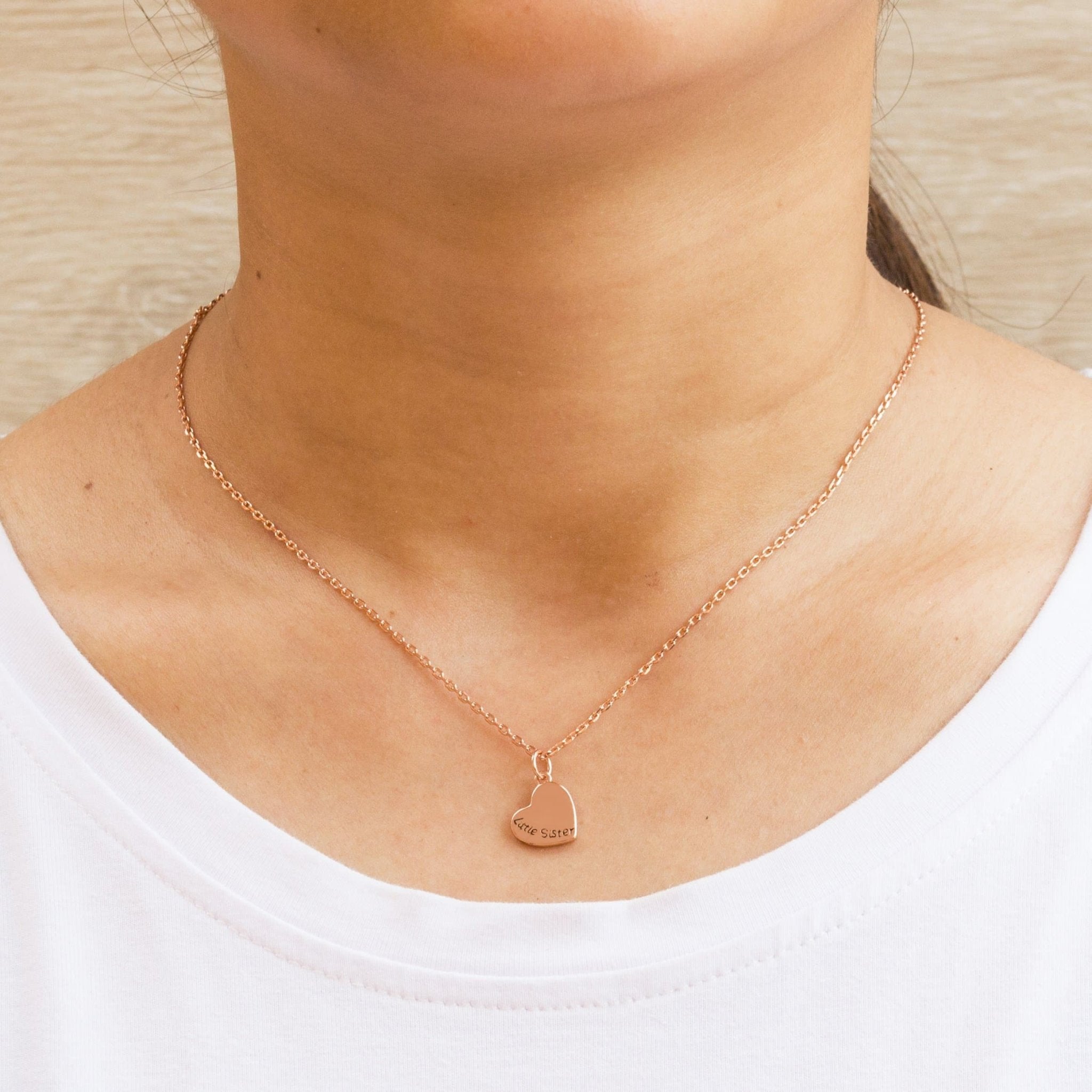 Rose Gold Plated Big Sister and Little Sister Necklace Set - Philip Jones Jewellery