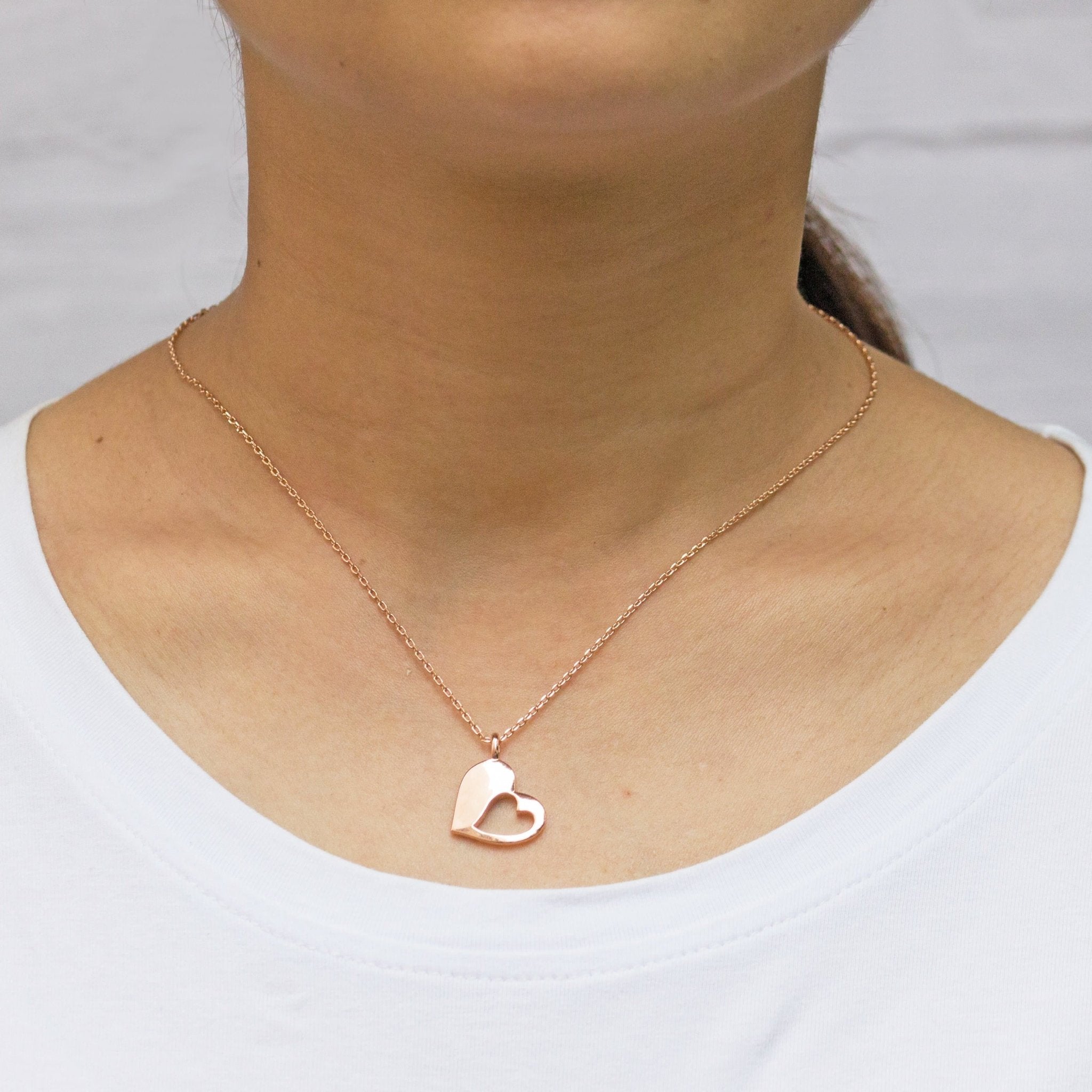 Rose Gold Plated Big Sister Little Sister Piece of My Heart Necklace Set - Philip Jones Jewellery