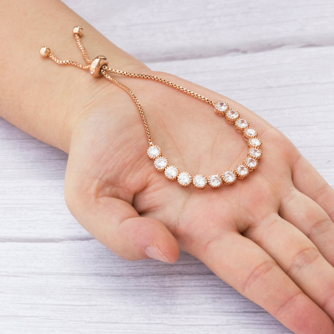 Rose Gold Plated Friendship Bracelet with Zircondia® Crystals - Philip Jones Jewellery