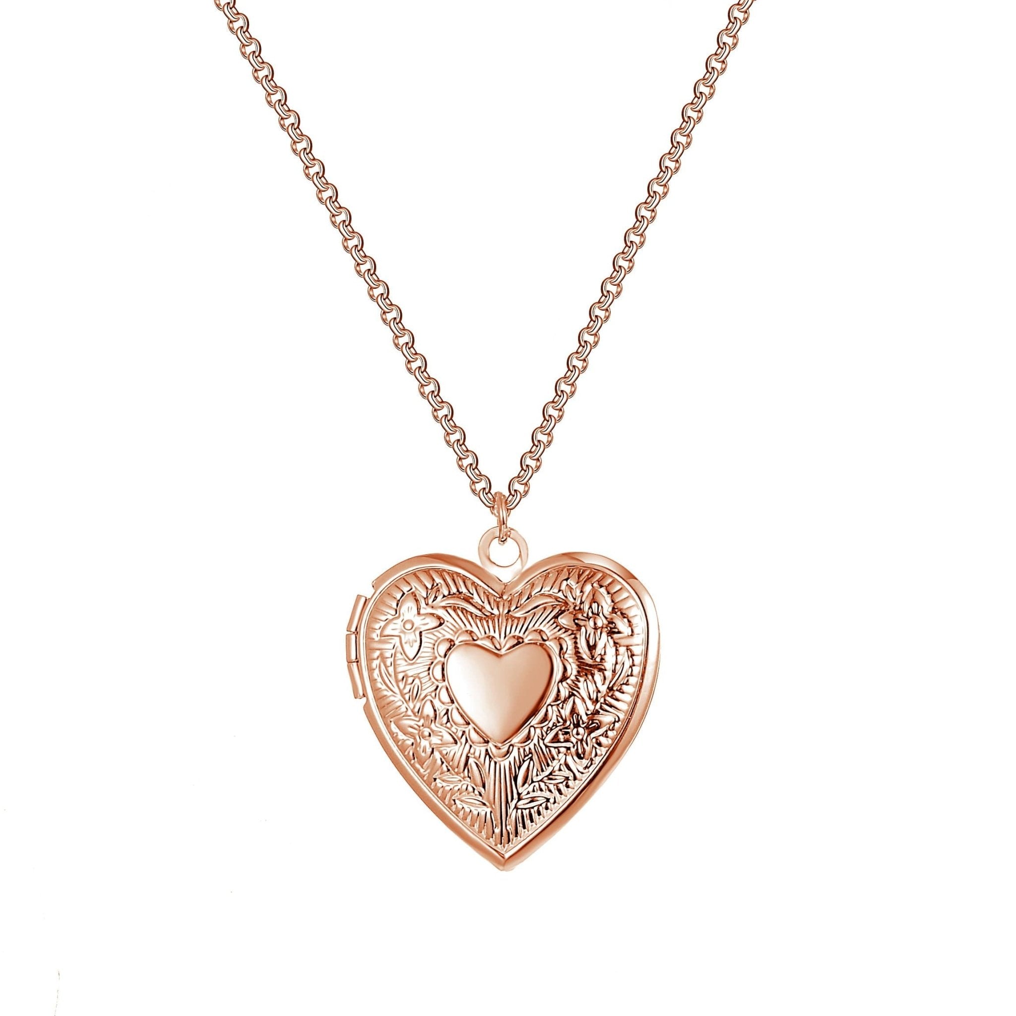 Rose Gold Plated Heart Locket - Philip Jones Jewellery