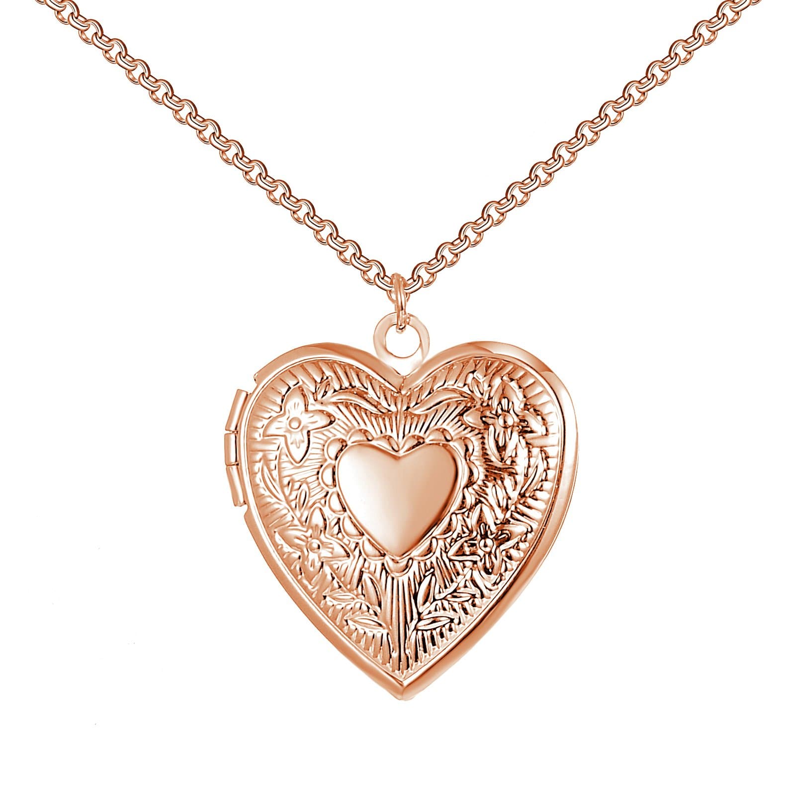 Rose Gold Plated Heart Locket - Philip Jones Jewellery