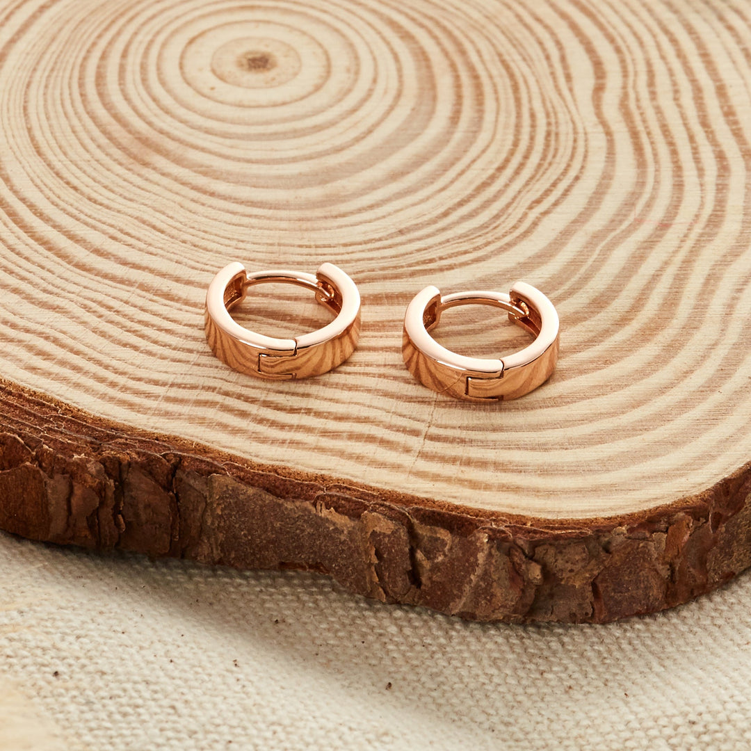 Rose Gold Plated Huggie Earrings - Philip Jones Jewellery