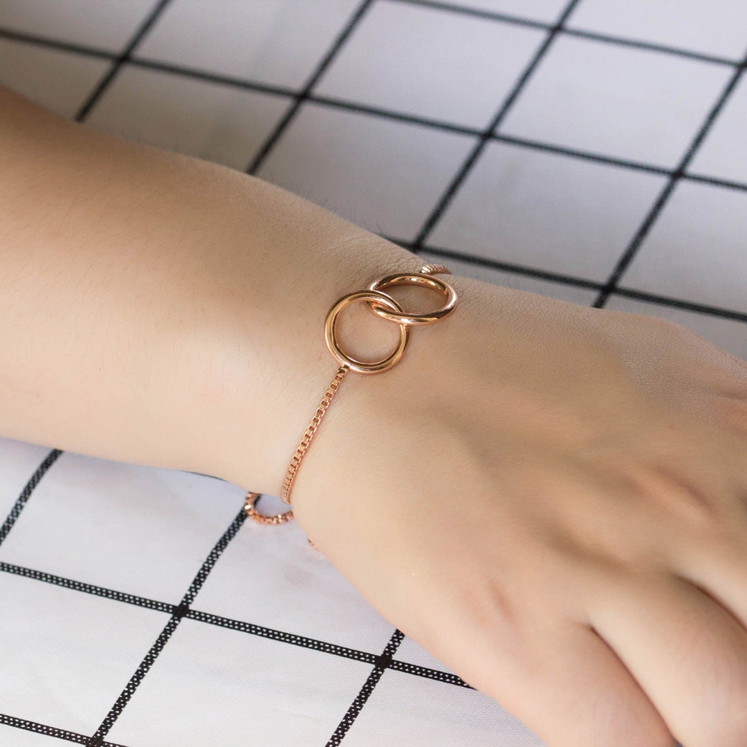 Rose Gold Plated Link Friendship Bracelet Created with Zircondia® Crystals - Philip Jones Jewellery