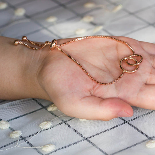 Rose Gold Plated Link Friendship Bracelet Created with Zircondia® Crystals - Philip Jones Jewellery