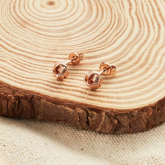 Rose Gold Plated Love Knot Earrings - Philip Jones Jewellery