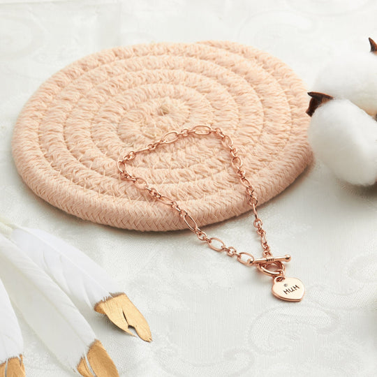 Rose Gold Plated Mum Charm Bracelet Created with Zircondia® Crystals - Philip Jones Jewellery