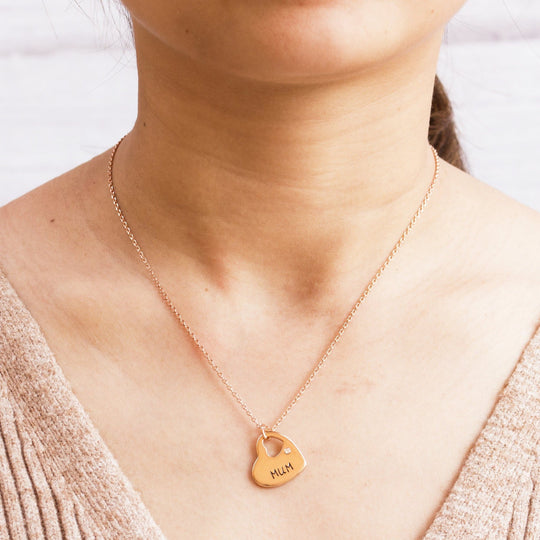 Rose Gold Plated Mum Heart Necklace with Quote Card Created with Zircondia® Crystals - Philip Jones Jewellery