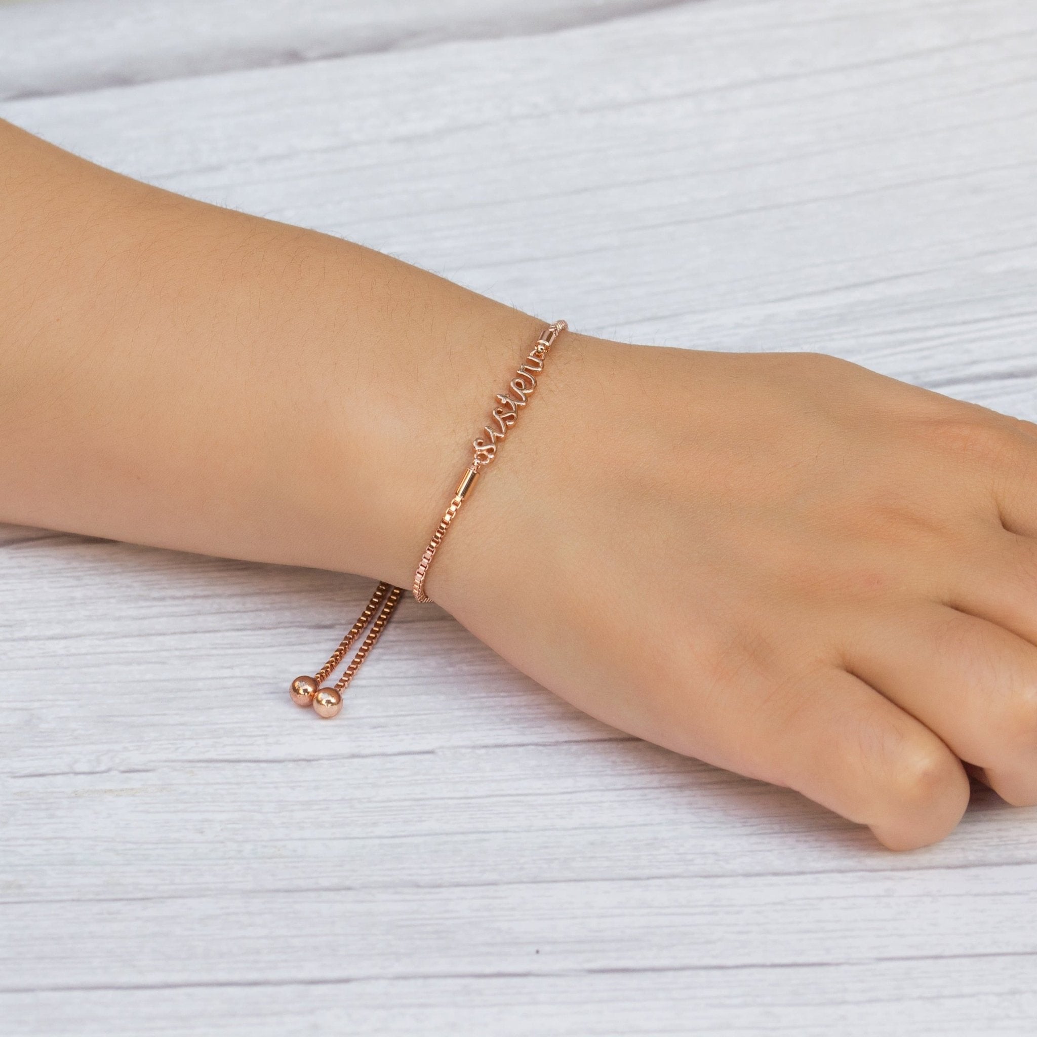 Rose Gold Plated Sister Bracelet with Quote Card Created with Zircondia® Crystals - Philip Jones Jewellery