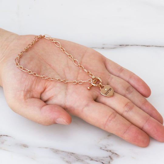 Rose Gold Plated Sister Charm Bracelet Created with Zircondia® Crystals - Philip Jones Jewellery
