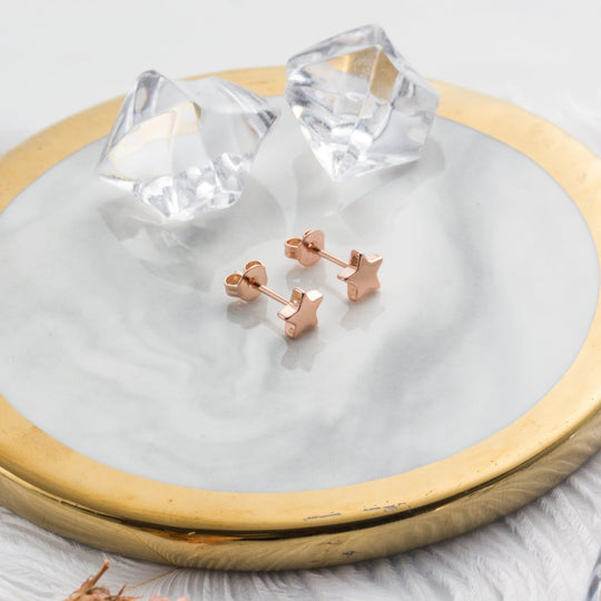 Rose Gold Plated Star Stud Earrings - Philip Jones Jewellery