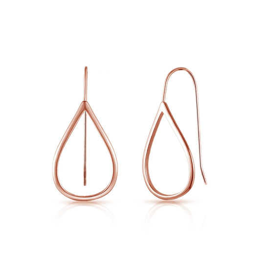 Rose Gold Plated Sterling Silver Open Teardrop Earrings - Philip Jones Jewellery