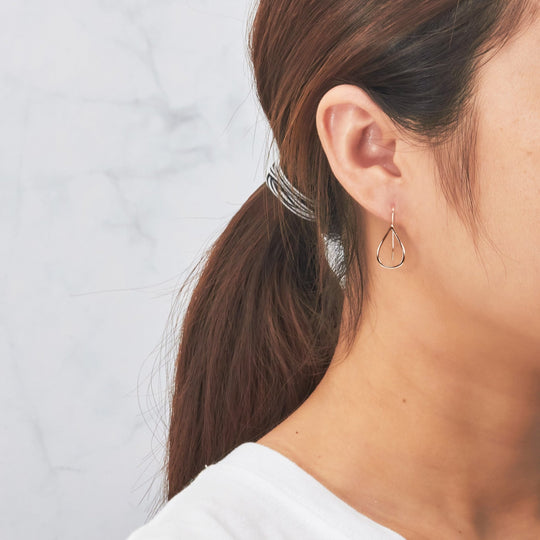 Rose Gold Plated Sterling Silver Open Teardrop Earrings - Philip Jones Jewellery